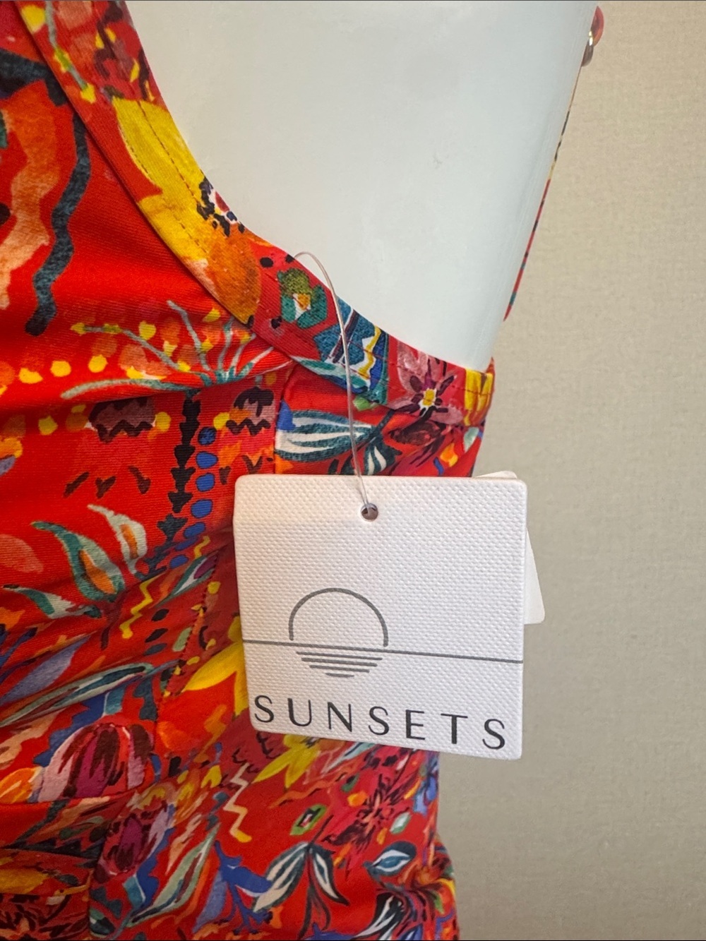 Twist-Front Floral Swim Tankini - Red - Picture 3 of 6